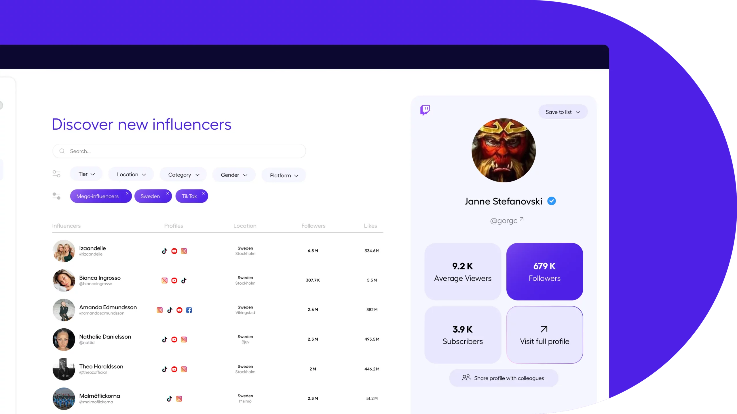 Discover new influencers in Poppiqs Platform and App