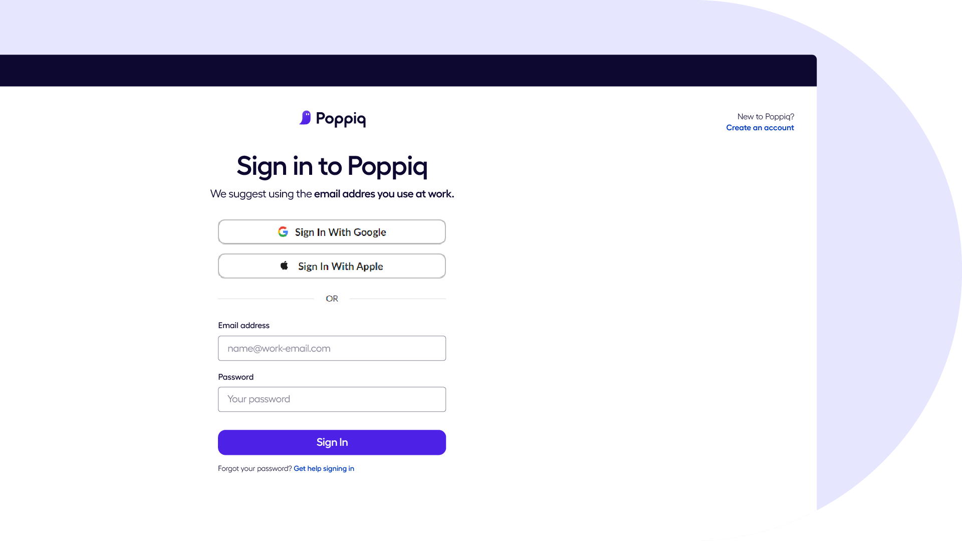 Poppiq Sign Up Platform